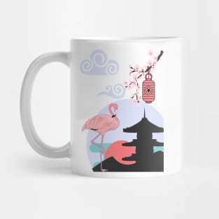 Japanese Rising Sun Cherry Blossoms Pagoda Mug